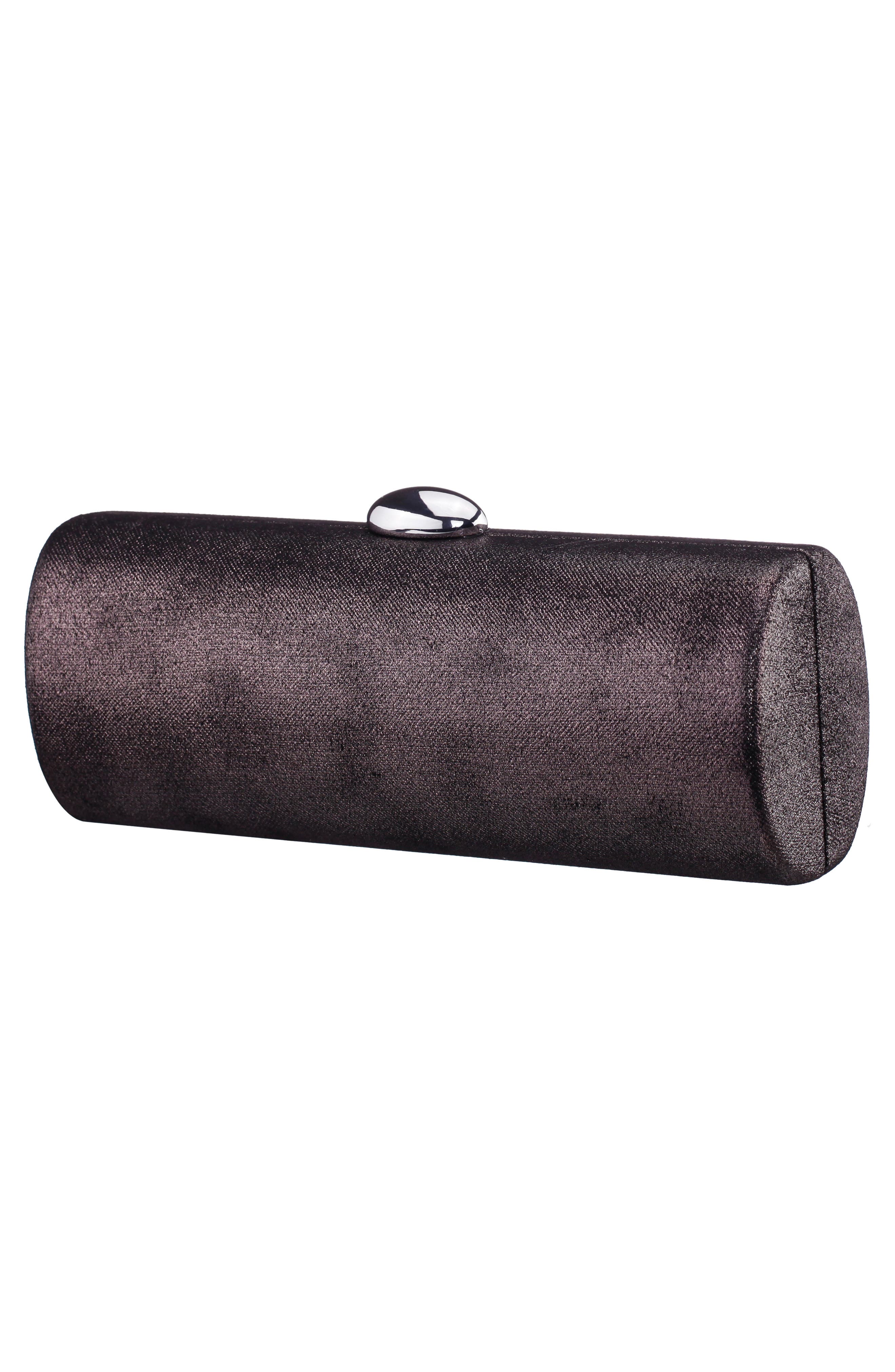Xandra Metallic Faux Leather Frame Clutch, Alternate, color, METEORITE