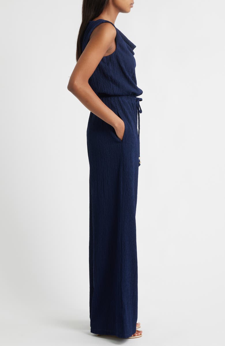 Vince Camuto Textured Knit Jumpsuit, Alternate, color, Navy
