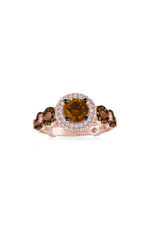 Champagne & White Cubic Zirconia Engagement Ring