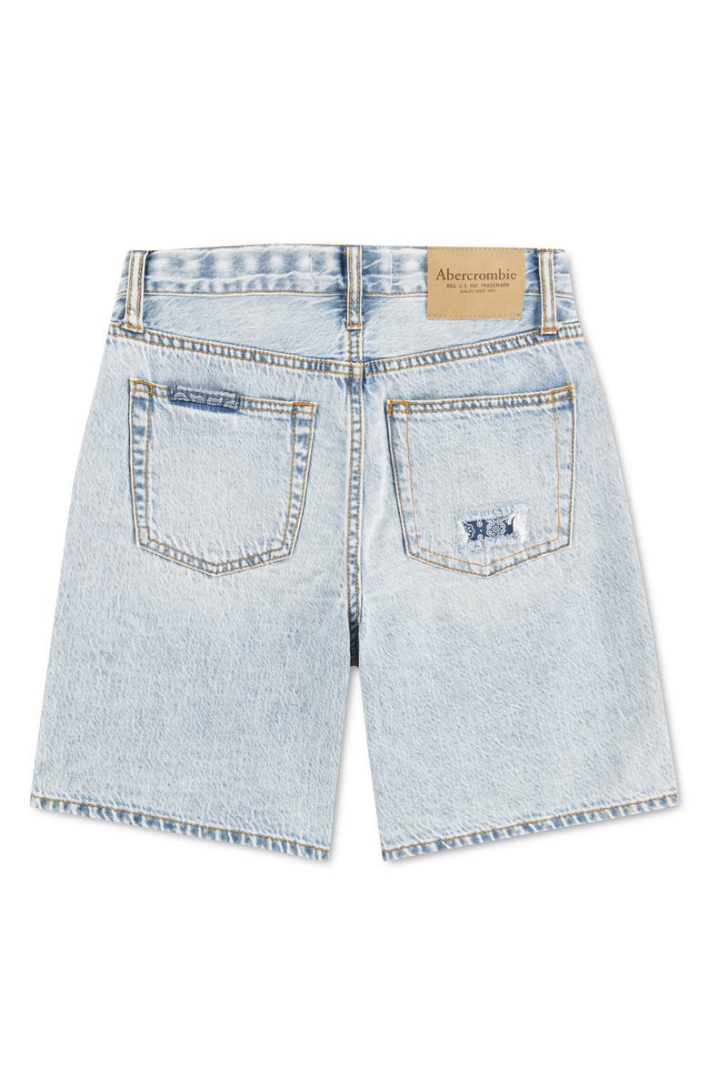 abercrombie kids Kids' Patchwork Denim Shorts, Alternate, color, Bussin W/ Destruction