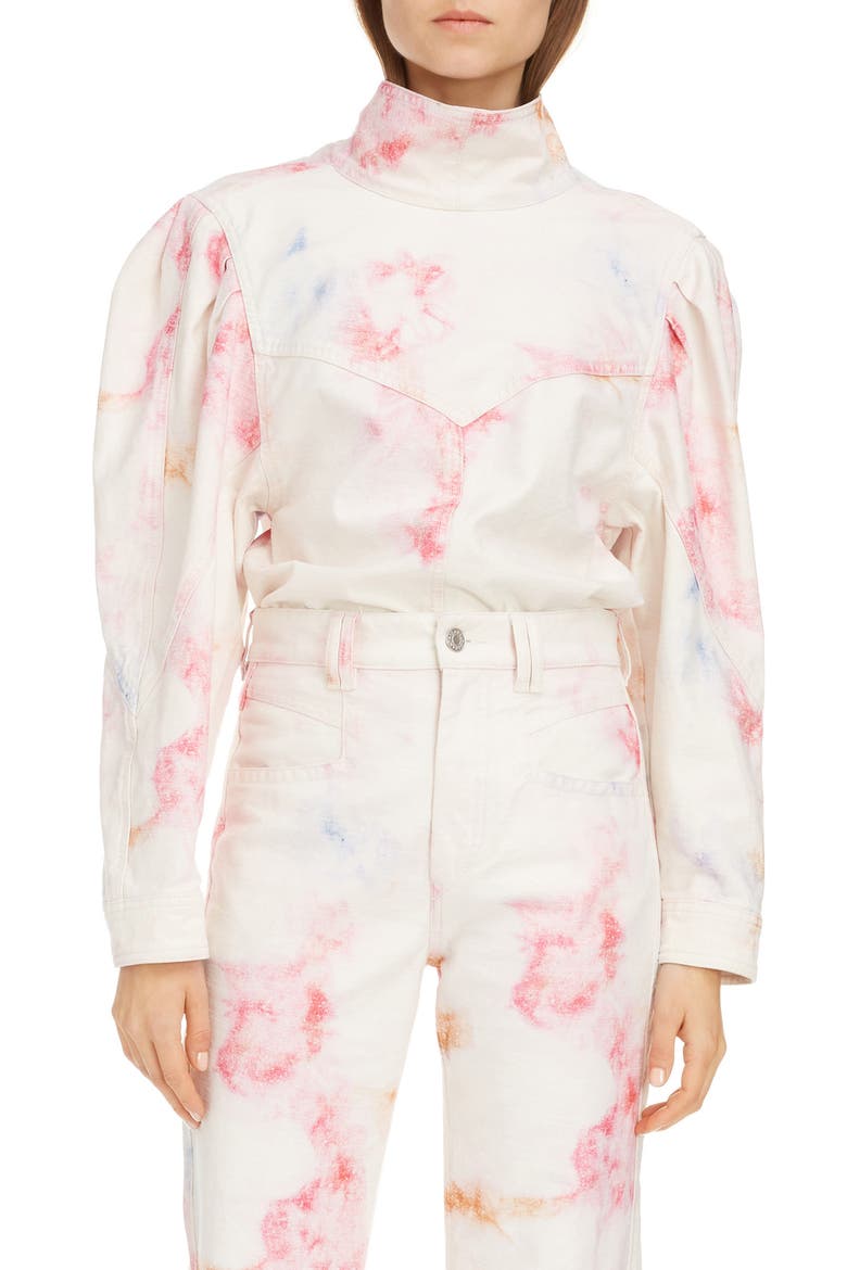 Tie Dye Puff Sleeve Top, Main, color, PINK
