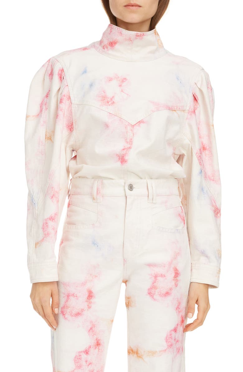 Isabel Marant Tie Dye Puff Sleeve Top, Main, color,