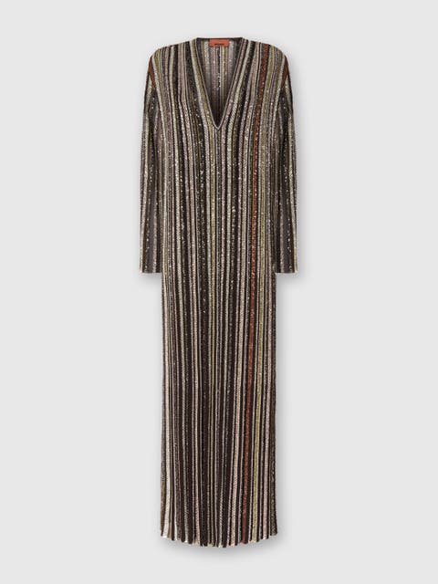 オールインワン・サロペット Missoni Fitted Maxi Dress MISSONI One-shoulder metallic crochet-knit maxi dress | THE