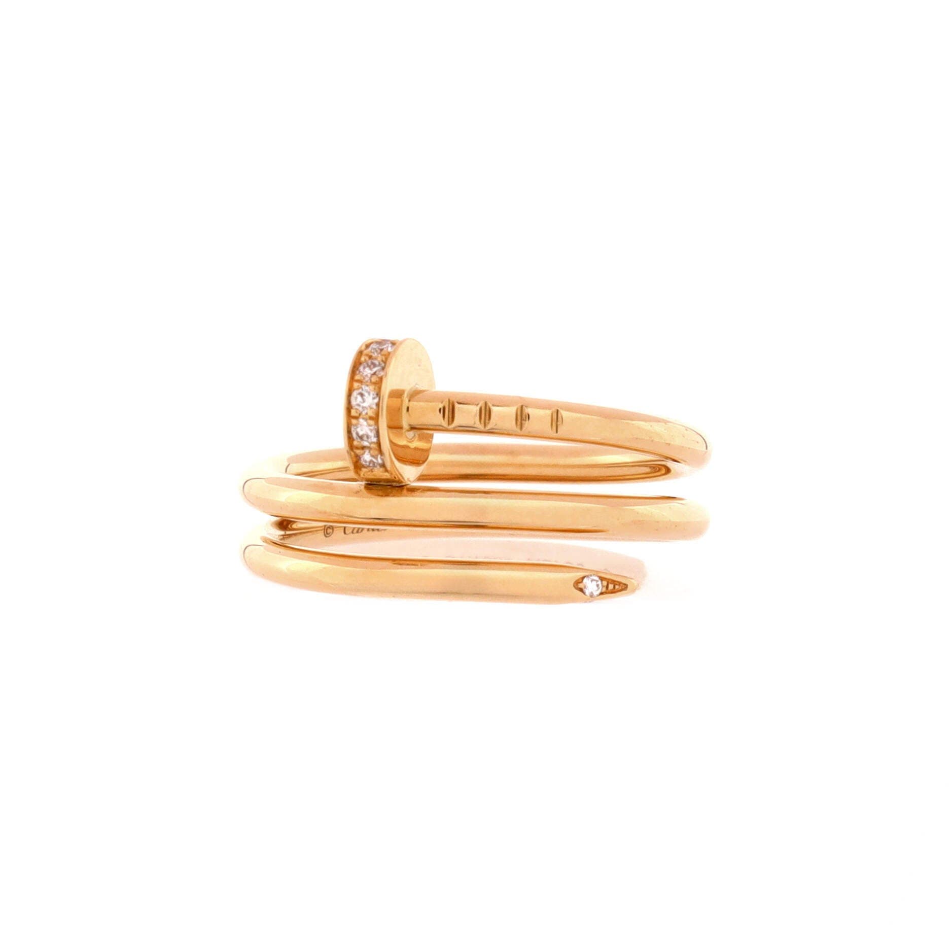 Juste un Clou Double Ring 18K Yellow Gold and Diamonds Small, Alternate, color, Metallic Gold