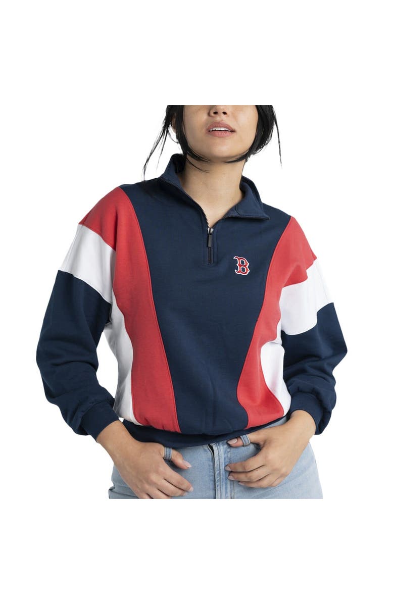 LUSSO Women's Lusso Navy Boston Red Sox Malia Quarter-Zip Sweatshirt, Main, color, Navy