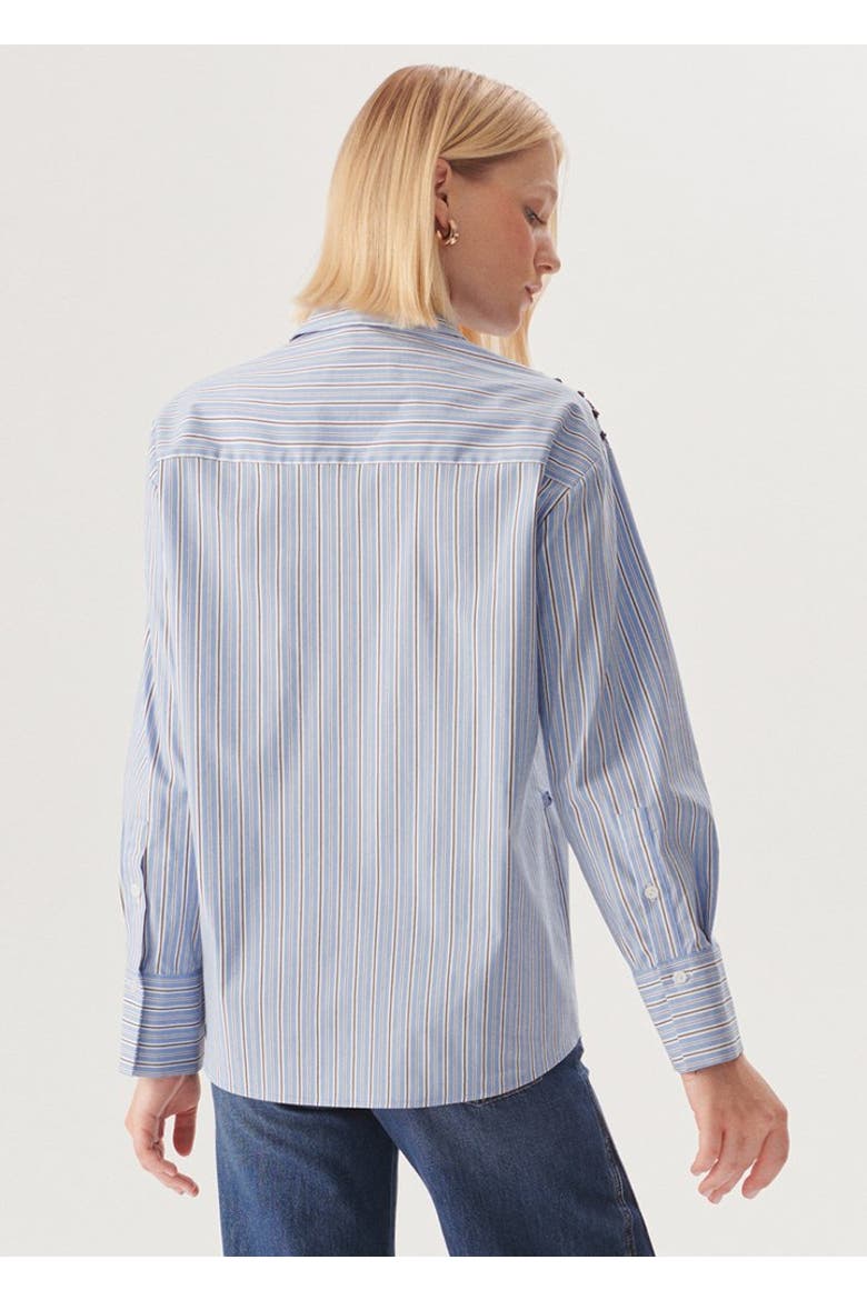 Kendall Beaded Long Sleeve Shirt, Alternate, color, Blue and White