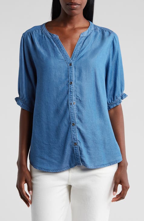 Jolyn Ruffle Sleeve Denim Top