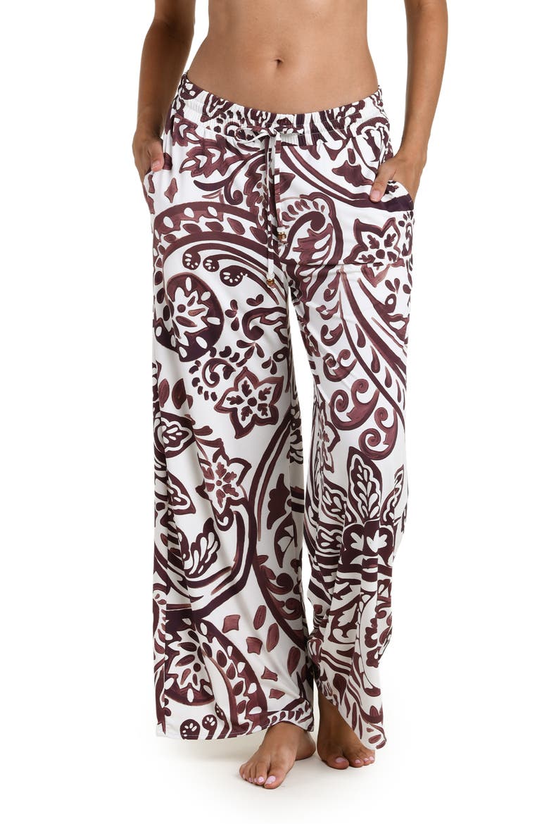 Painted Paisley Cover-Up Wide Leg Pants, Main, color, ESPRESSO