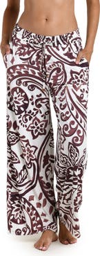La Blanca Painted Paisley Cover-Up Wide Leg Pants