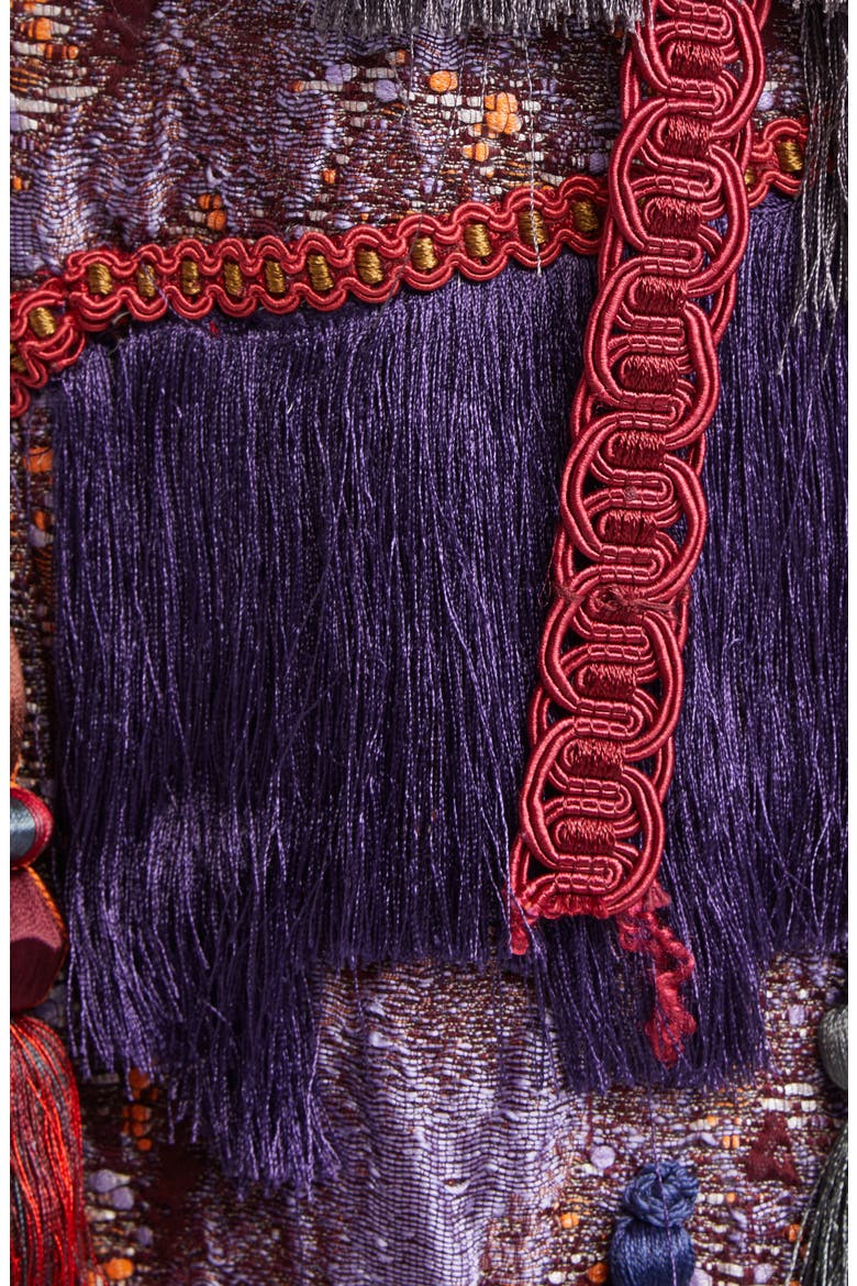 Dries Van Noten Sokna Tassel Trim Cloqué, Fringe & Tweed Midi