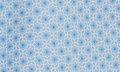 7 Diamonds Eldon Tile Print Short Sleeve Performance Button-up Shirt In Light Blue