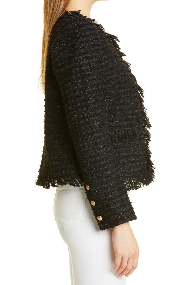 L'AGENCE Angelina Sequin Tweed Jacket, Alternate, color, 