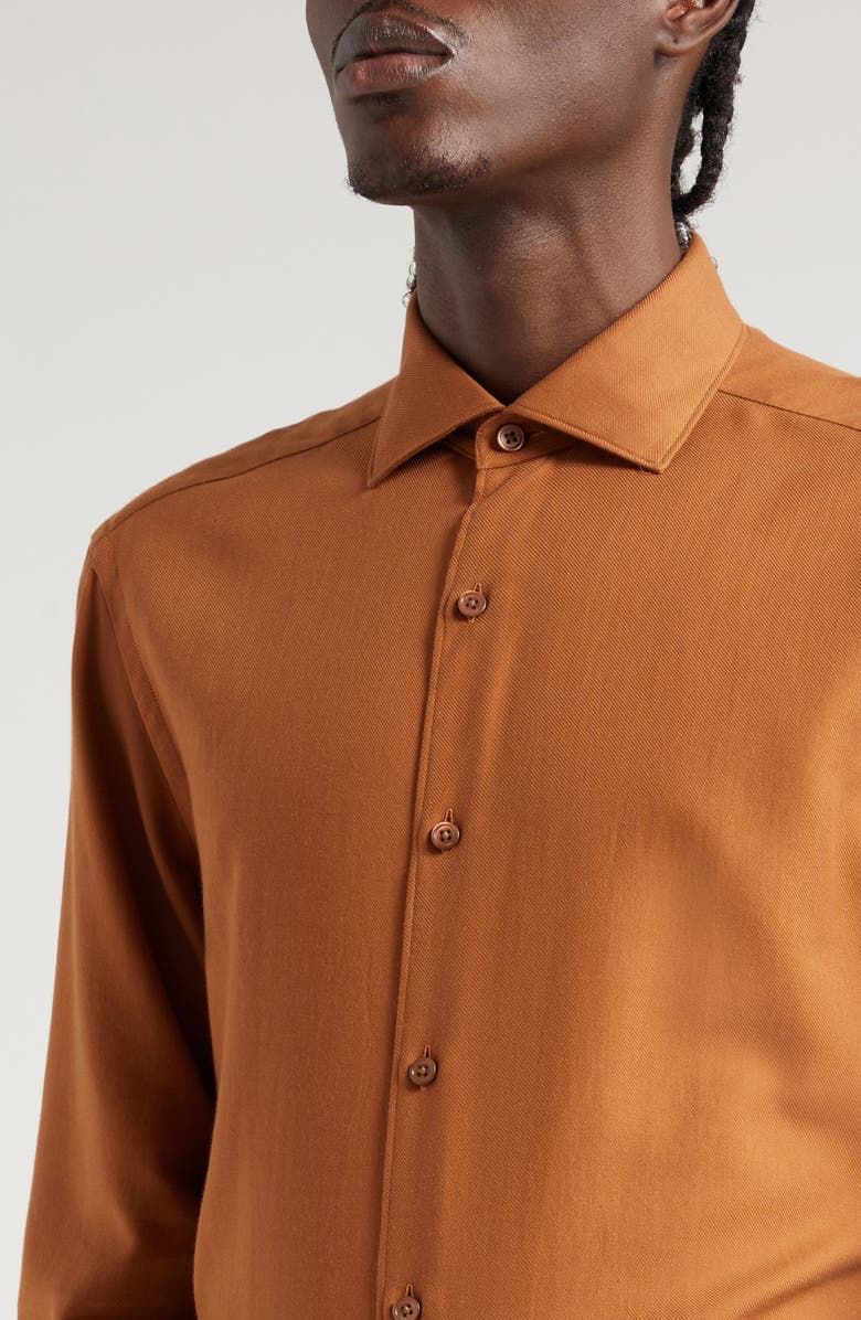 ZEGNA Cashco Cotton & Cashmere Button-Up Shirt, Alternate, color, Vicuna
