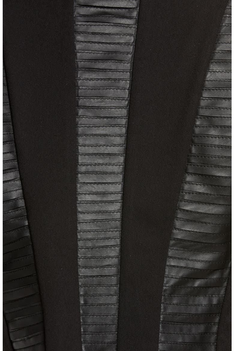 Textured Leather & Ponte Moto Jacket, Alternate, color, BLACK
