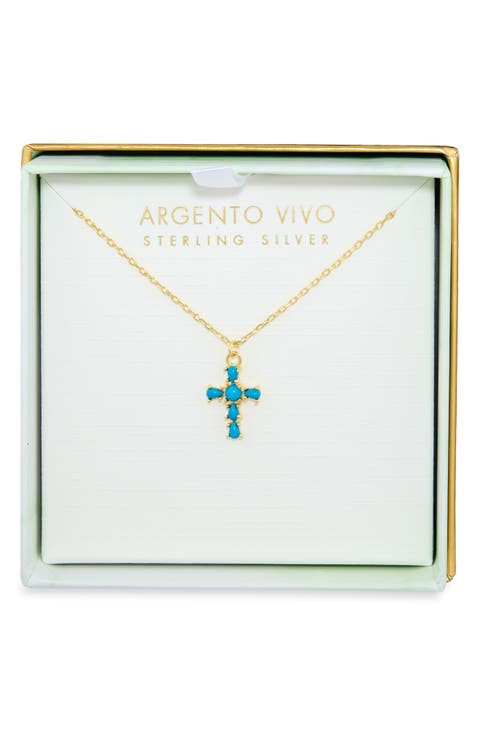 Turquoise Cross Pendant Necklace