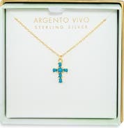 ARGENTO VIVO Turquoise Cross Pendant Necklace