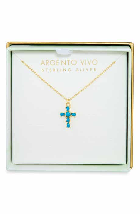 ARGENTO VIVO Turquoise Cross Pendant Necklace