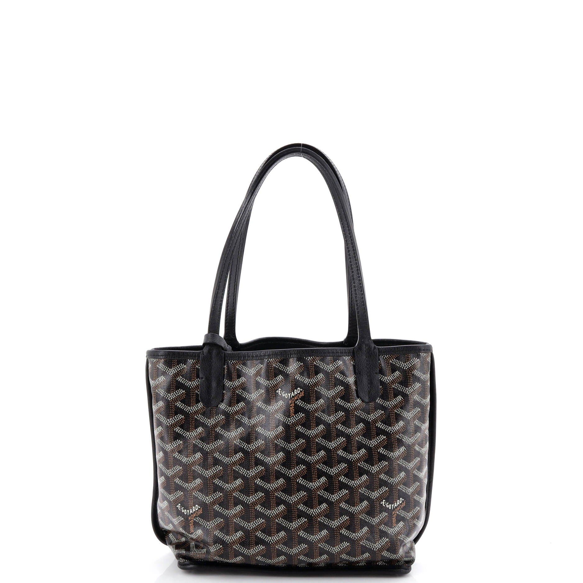Pre-Owned Goyard Anjou Reversible Tote Coated Canvas Mini, Alternate, color, Black