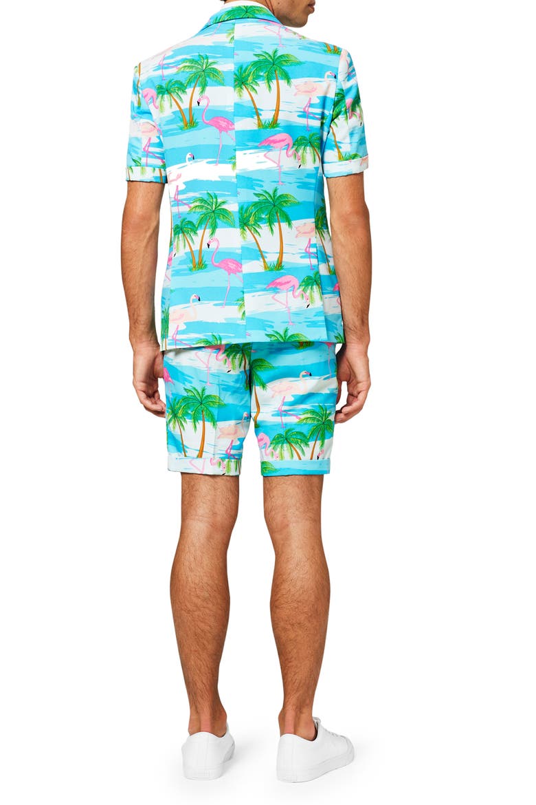 OppoSuitsFlaminguy - Summer' Trim Fit Two-Piece Short Suit with Tie, Alternate, color, BLUE