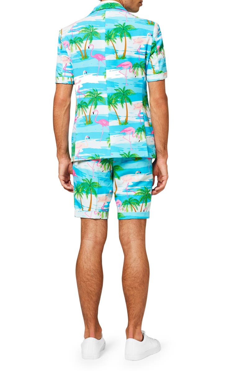 OppoSuits Flaminguy - Summer' Trim Fit Two-Piece Short Suit with Tie, Alternate, color, Blue