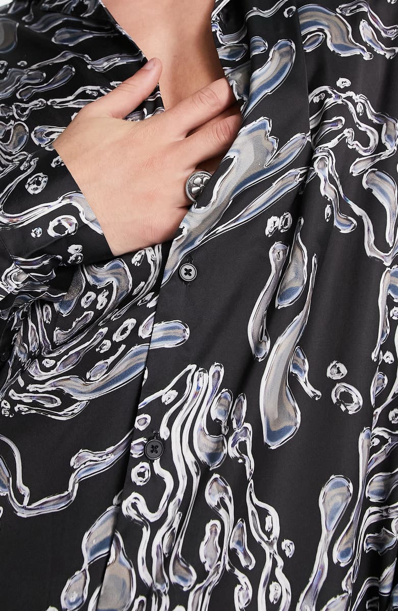 ASOS DESIGN Relaxed Fit Metallic Button-Up Camp Shirt, Alternate, color, 