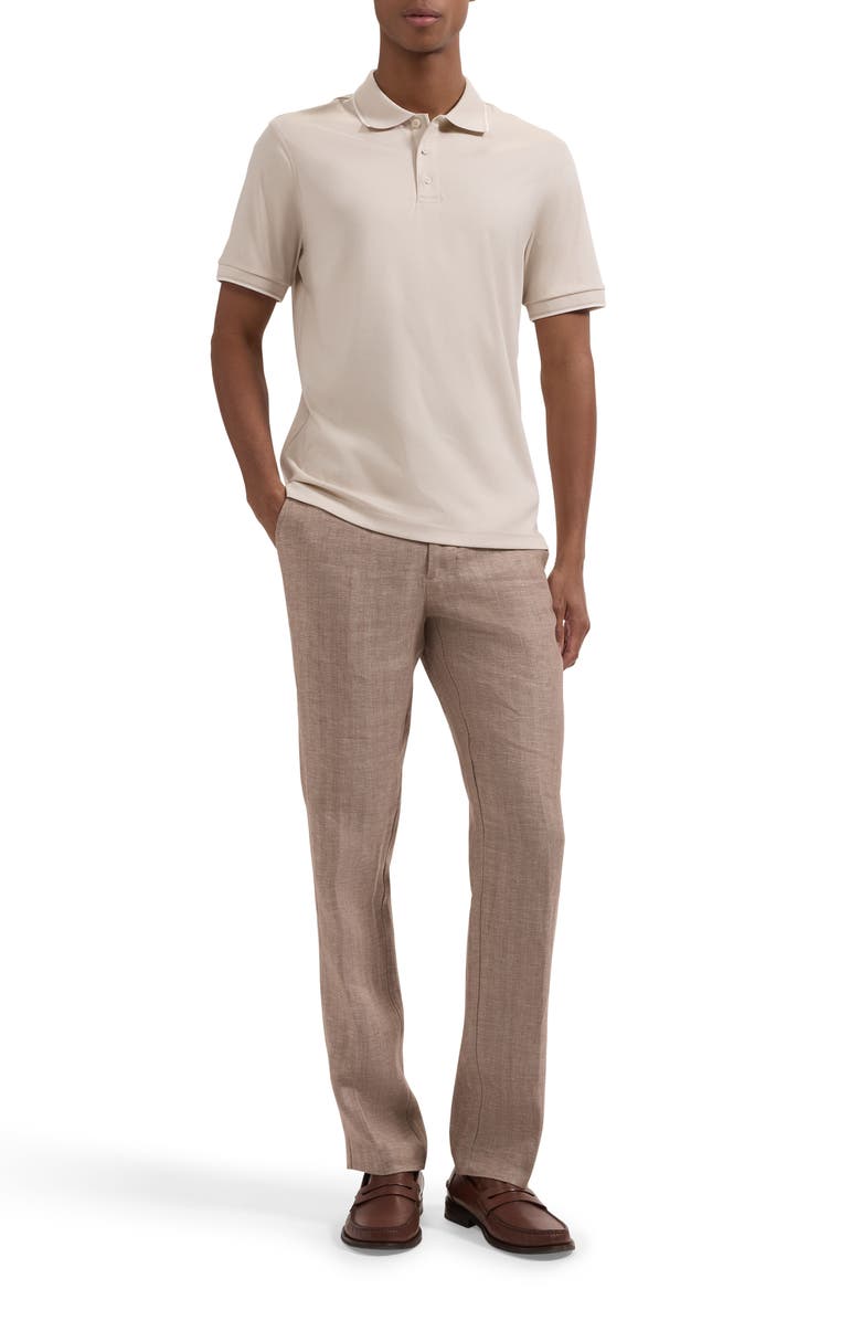 Bugatchi Tipped Pima Cotton Piqué Polo, Alternate, color, Almond