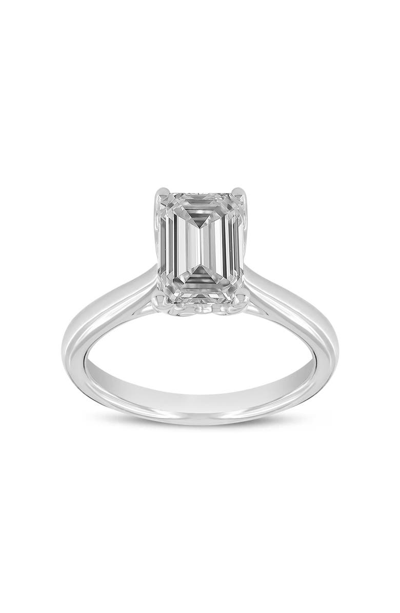 LuvMyJewelry Baroness 14K White Gold Emerald Cut Lab Grown Diamond Engagement Ring - 1.52 ctw, Main, color, 14K White Gold