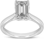 LuvMyJewelry Baroness 14K White Gold Emerald Cut Lab Grown Diamond Engagement Ring - 1.52 ctw