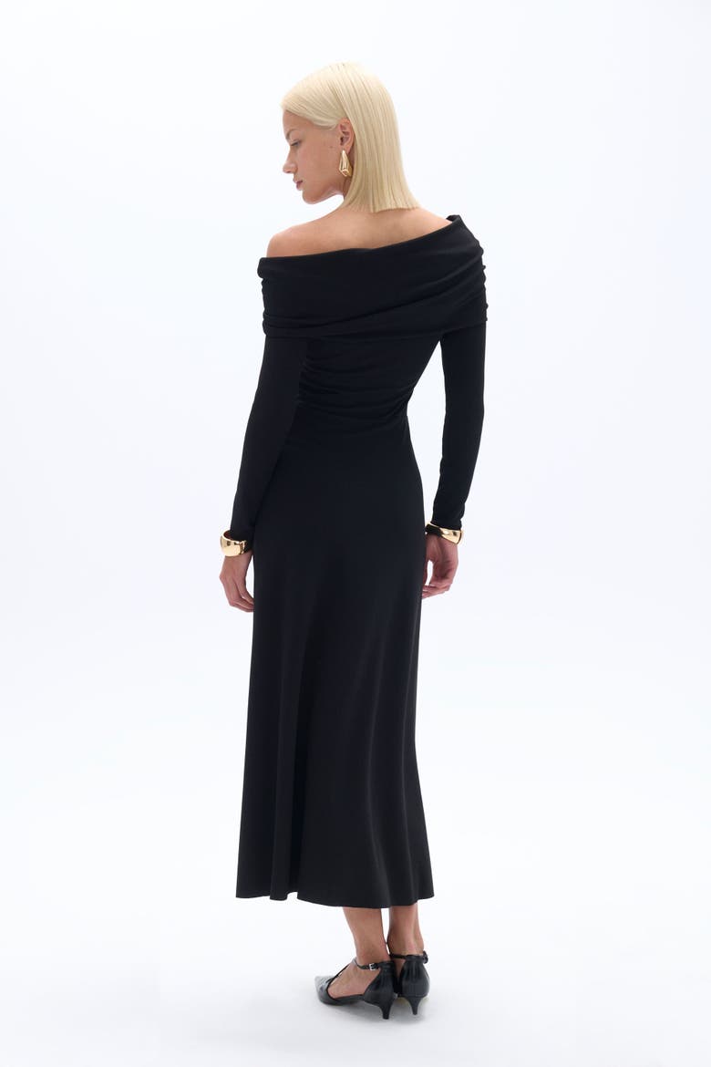 One-Shoulder Midi Dress, Alternate, color, Black