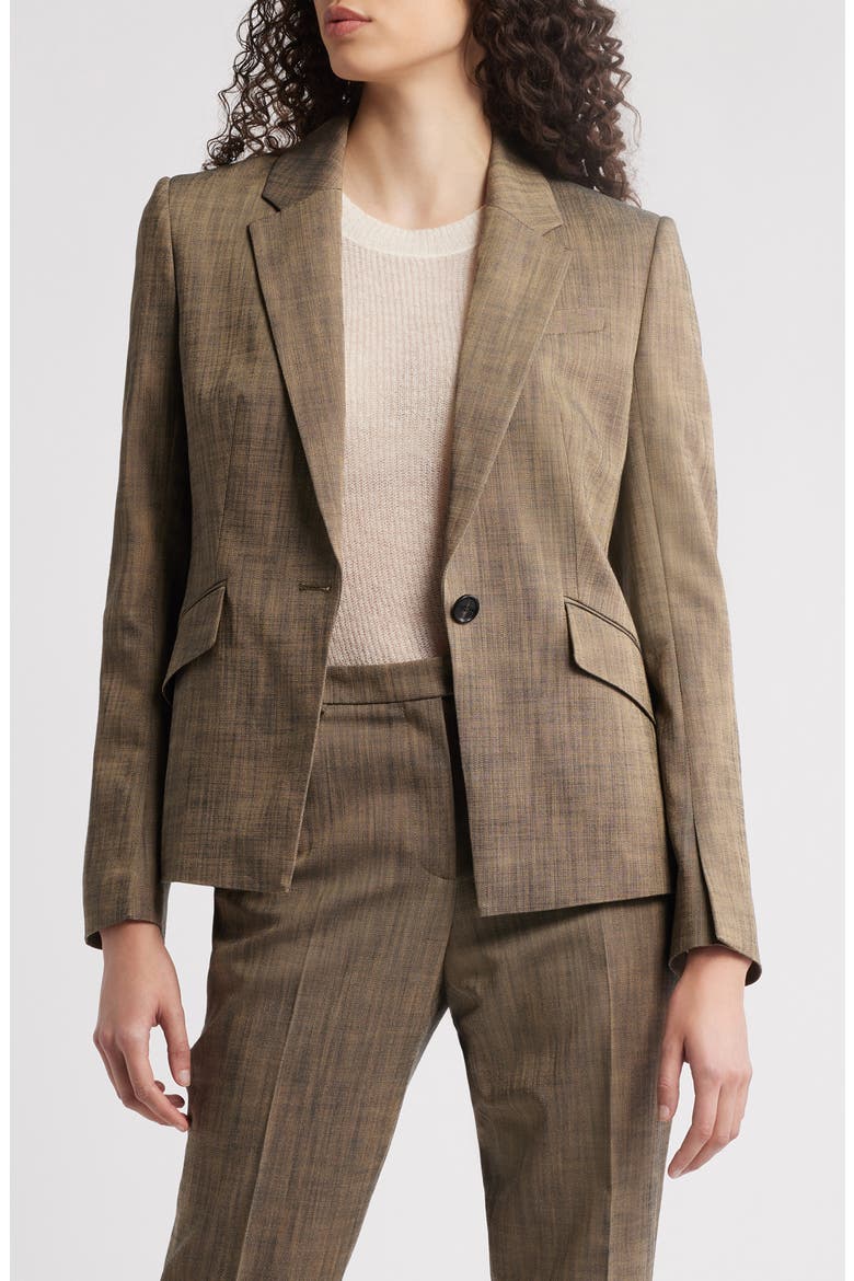 Jia One-Button Blazer, Main, color, TEAK SHARKSKIN