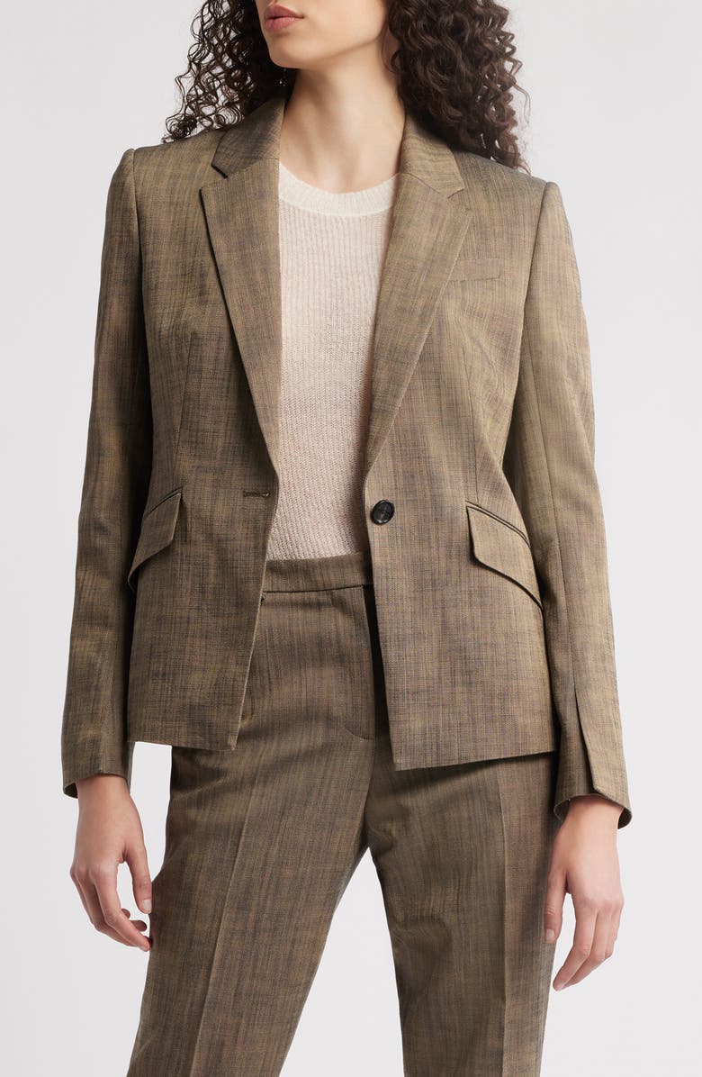 BOSS Jia One-Button Blazer, Main, color, Teak Sharkskin