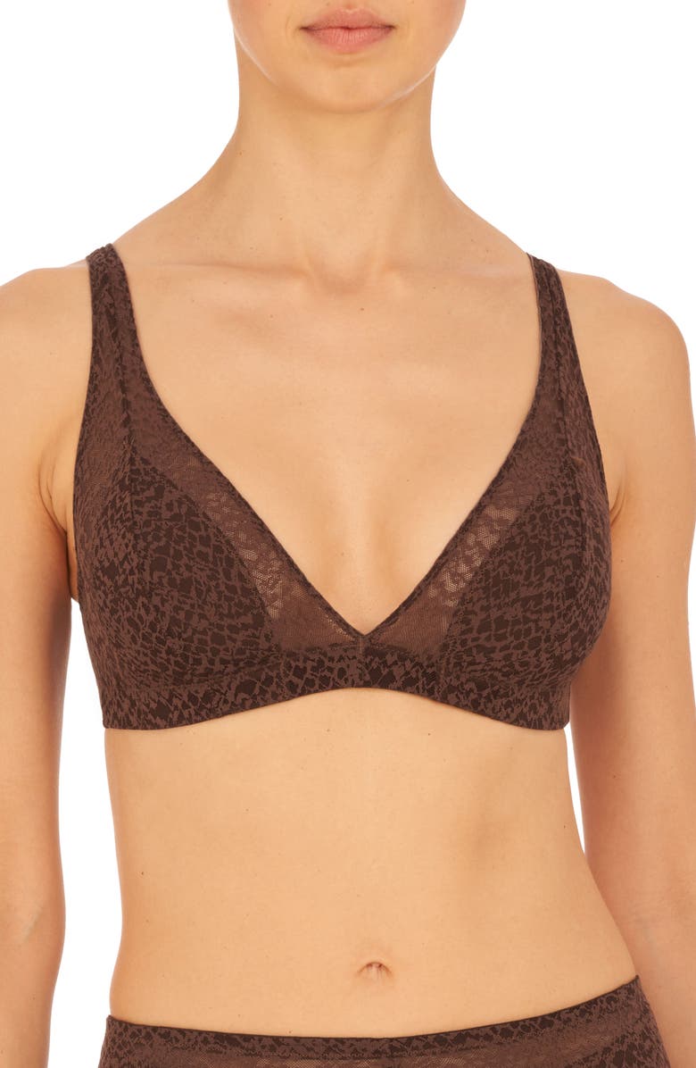 Natori Pretty Smooth Plunge Bralette, Alternate, color, Java