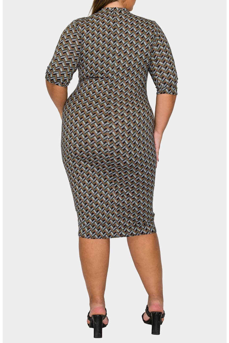 Gallarda Chevron Print Bodycon Midi Dress, Alternate, color, BLACK