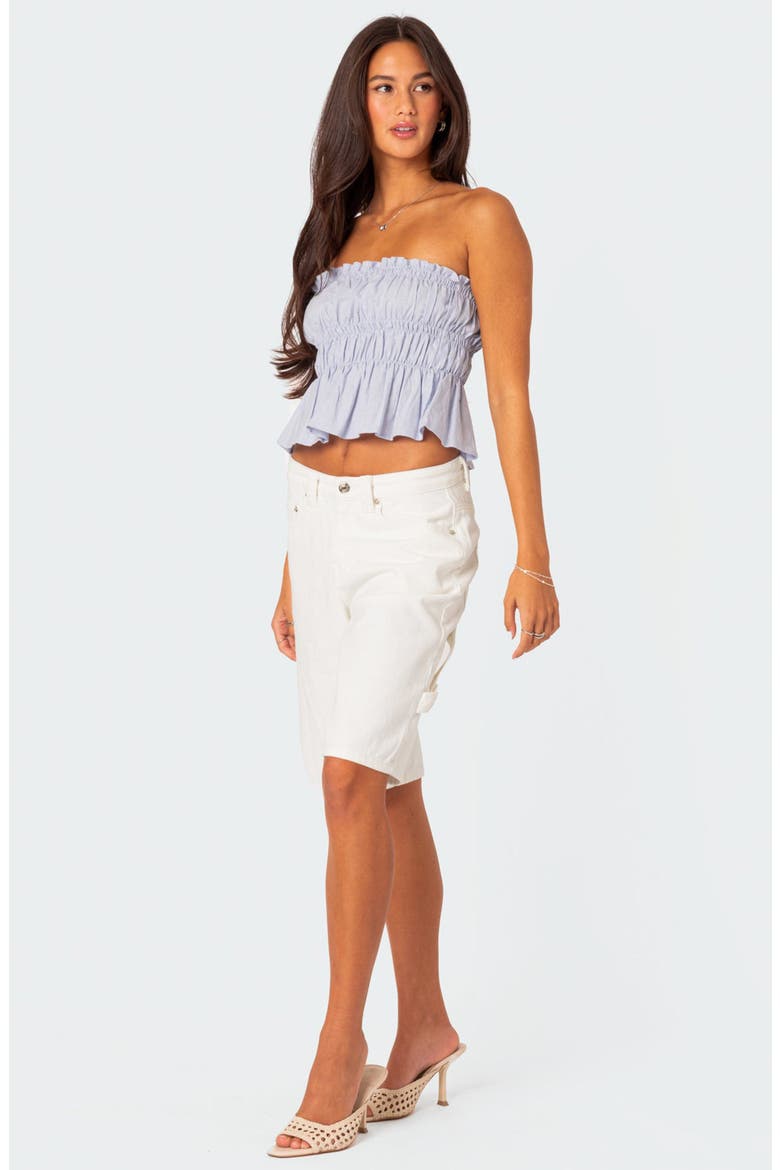 Katherine Smocked Strapless Crop Top, Alternate, color, LIGHT-BLUE