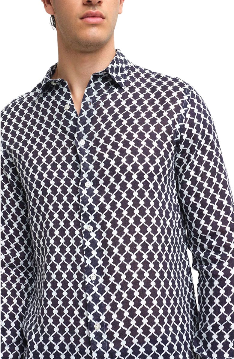 Peninsula Swimwear Cetara Linen Shirt, Alternate, color, Black Multicolor