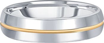 Men's Polished Tungsten & Gold Plated Two Tone 6mm Ring Wedding Band