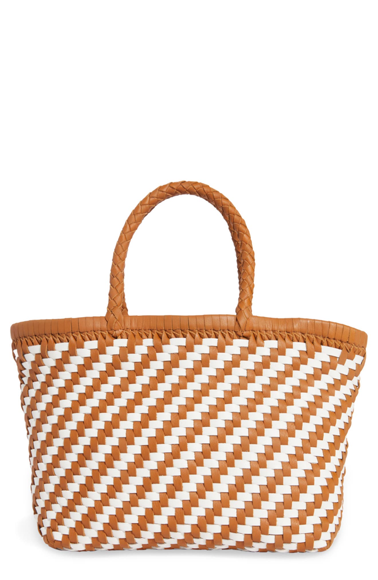 vineyard vines Woven Leather Mini Tote, Main, color, 