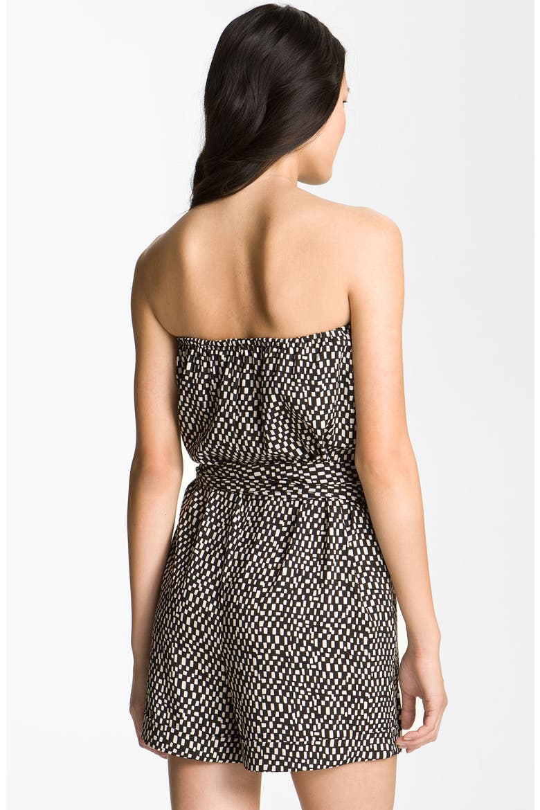 'Spaced Tiles' Strapless Romper, Alternate, color, RICH BLACK