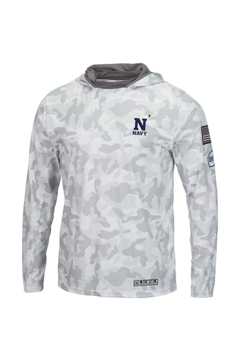 Men's Colosseum Arctic Camo Navy Midshipmen OHT Military Appreciation Long Sleeve Hoodie Top, Alternate, color, Arctic Camo