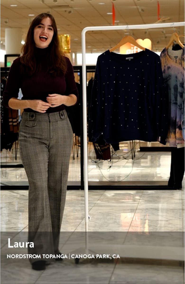 Rhinestone Embellished Balloon Sleeve Sweatshirt, sales video thumbnail