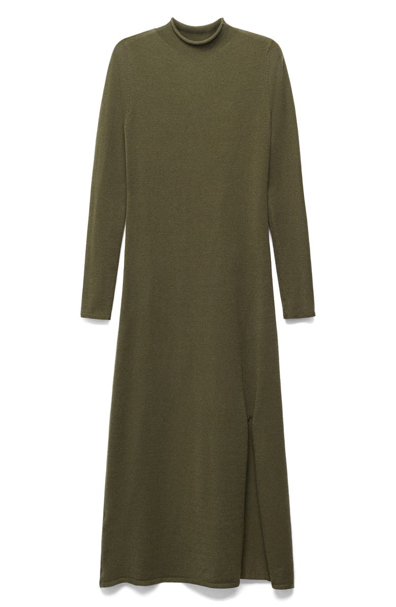 MANGO Mock Neck Long Sleeve Midi Sweater Dress, Alternate, color, 