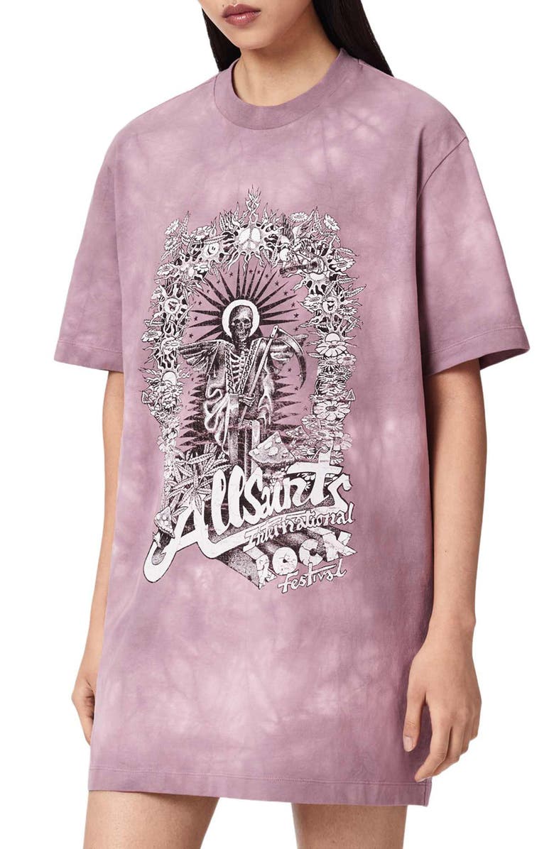 AllSaints Avalon Graphic T-Shirt Dress, Alternate, color, Pink