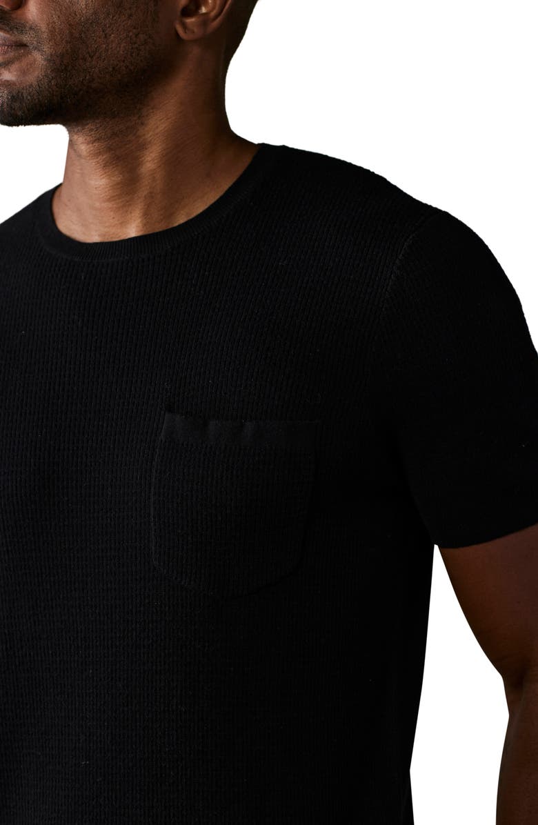 The Normal Brand Waffle Stitch Short Sleeve Sweater, Alternate, color, Black