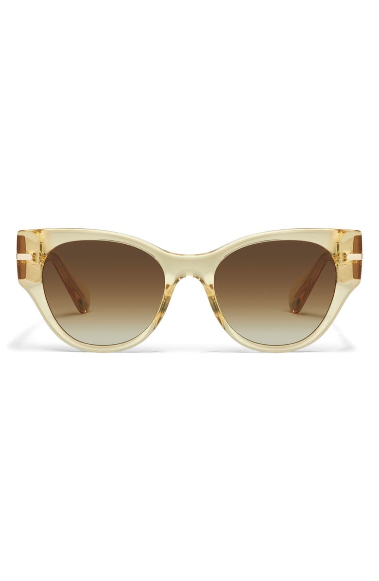 QUAY Chit Chat 53mm Cat Eye Sunglasses, Main, color, Daffodil/ Brown