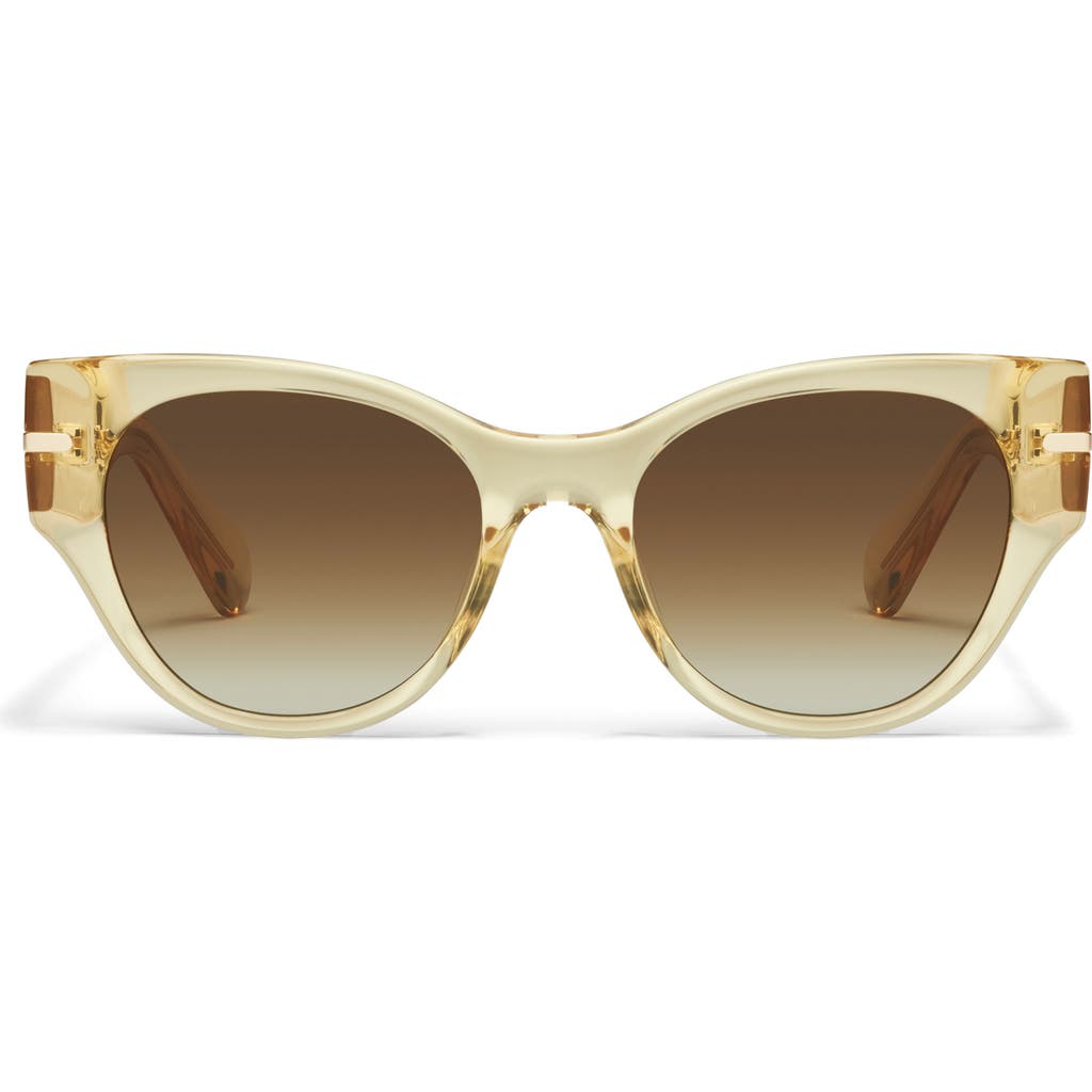 Quay Chit Chat 47mm Cat Eye Sunglasses In Daffodil/brown