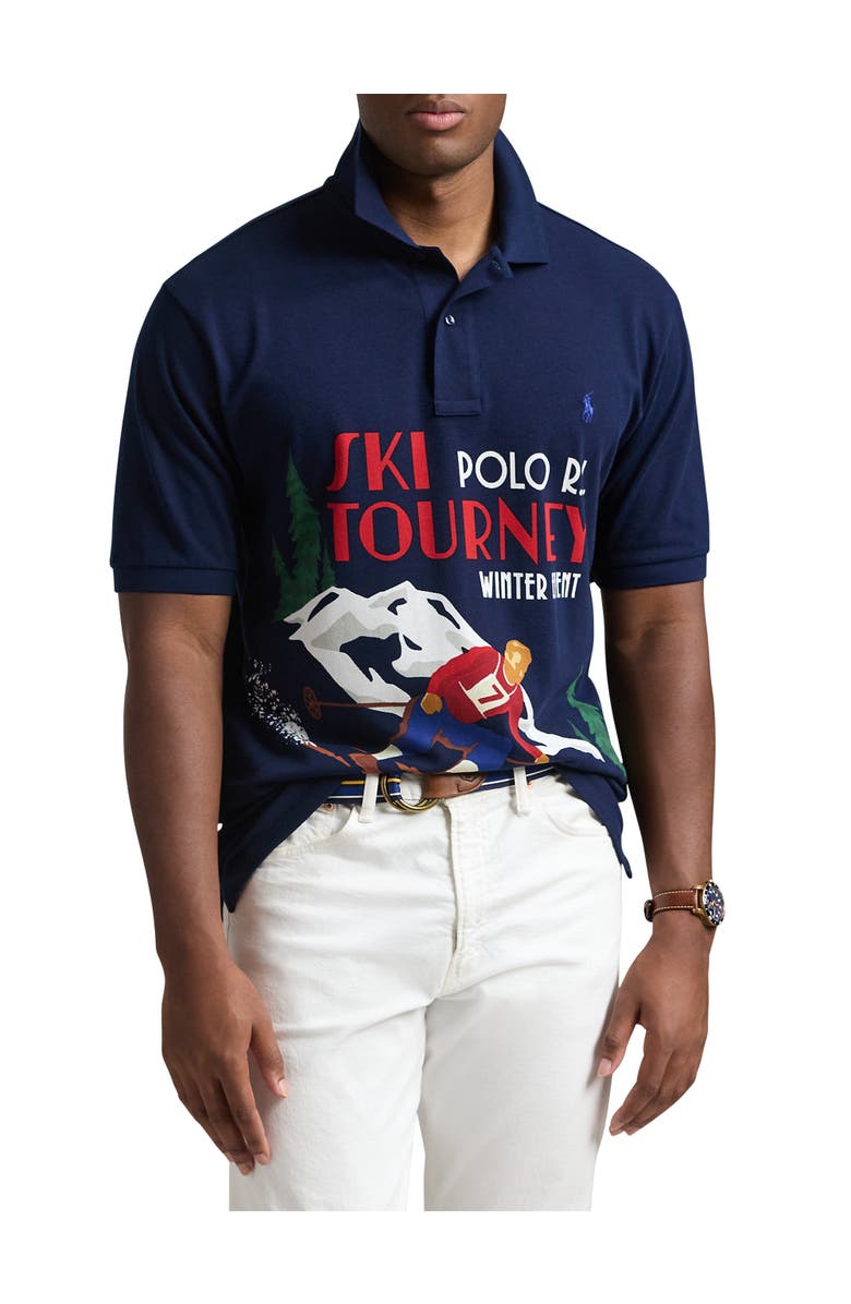Polo Ralph Lauren Big & Tall Ski-Print Mesh Polo Shirt, Main, color, Rl Navy Multi