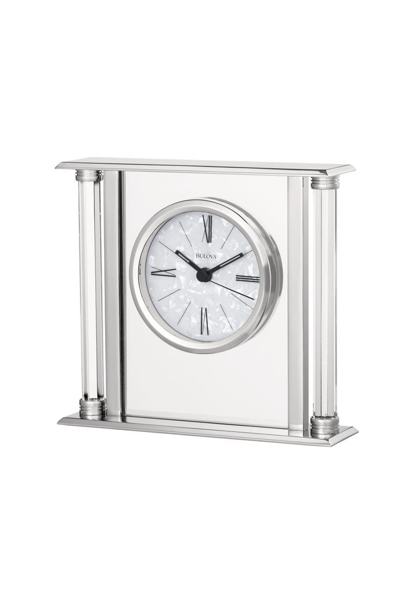 Bulova Clocks Pearl Table Top Clock, Main, color, Silver