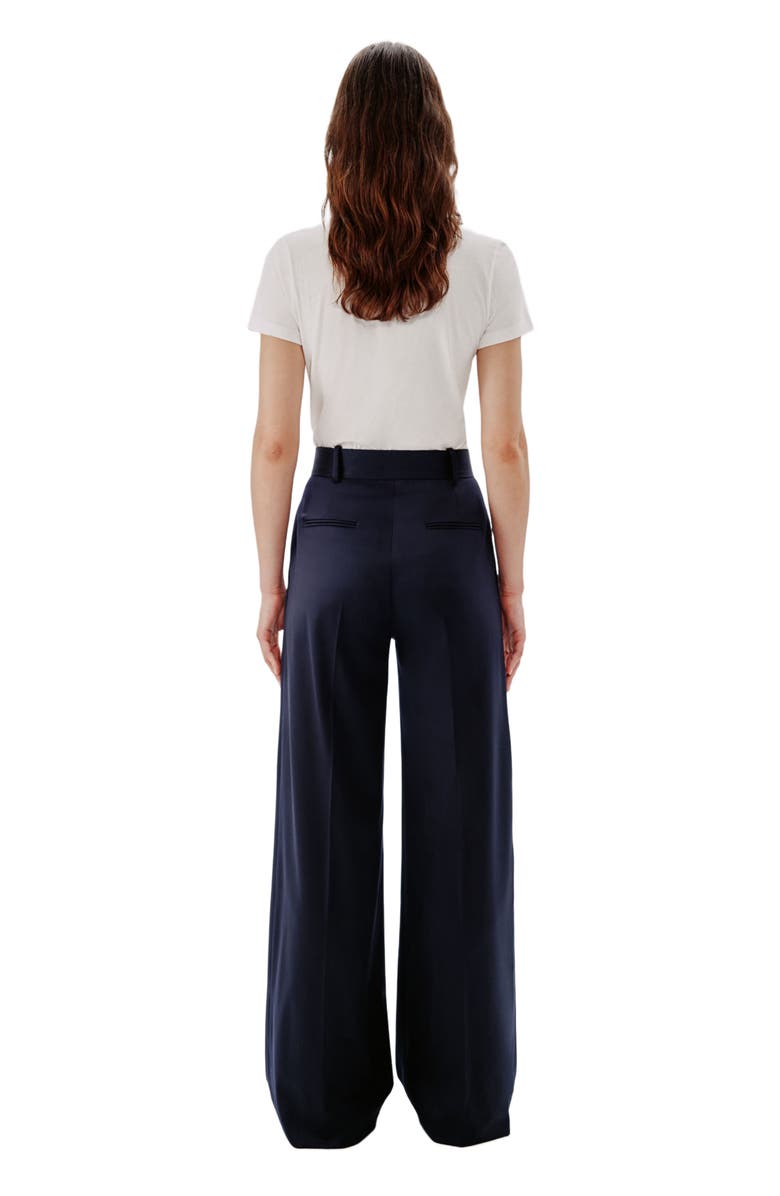 Another Tomorrow WIDE LEG SUIT PANT, Alternate, color, Navy