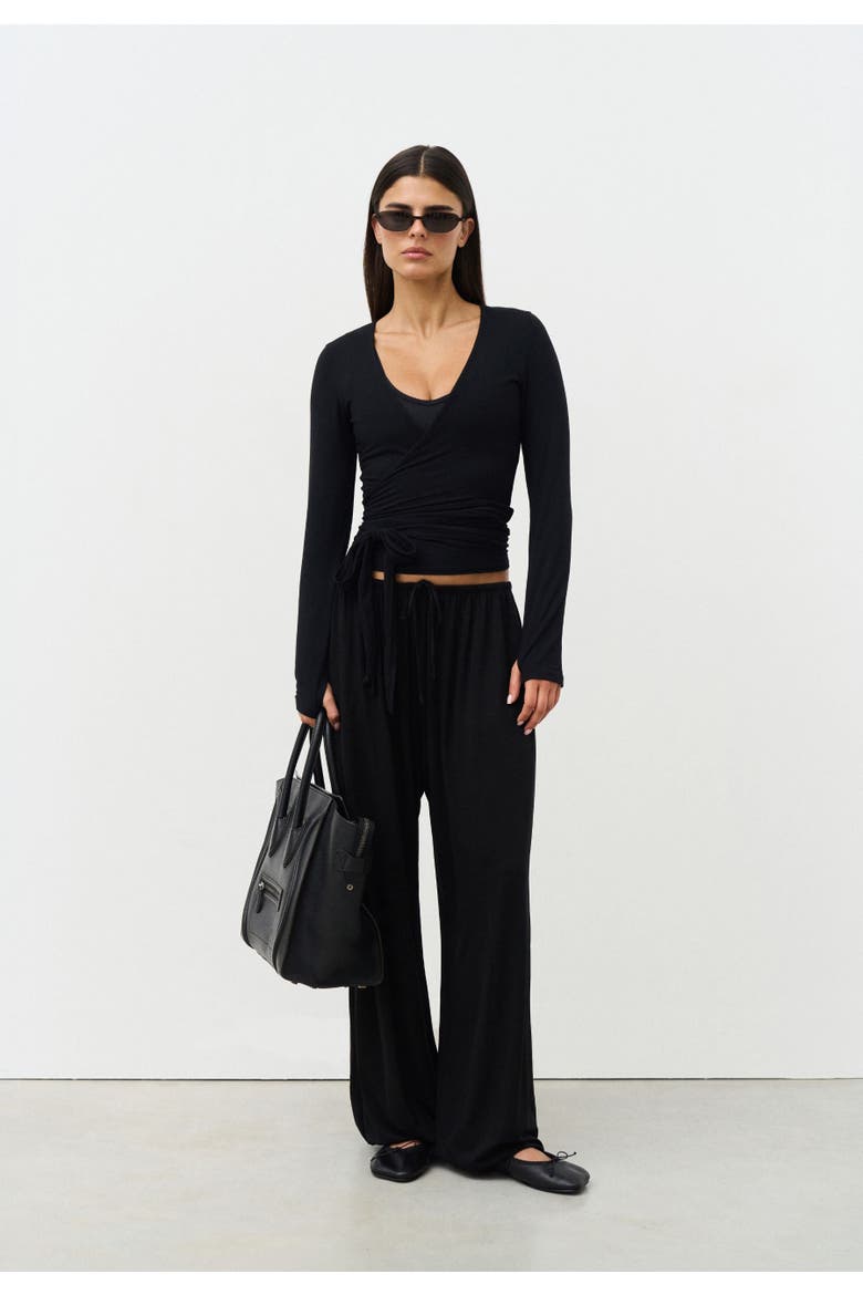 Soft Ballet Wrap Top, Alternate, color, Black