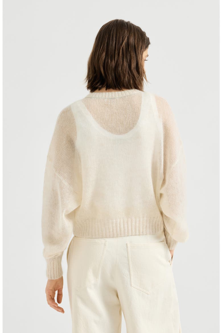 Mohair and wool sweater with monili, Alternate, color, Ivory